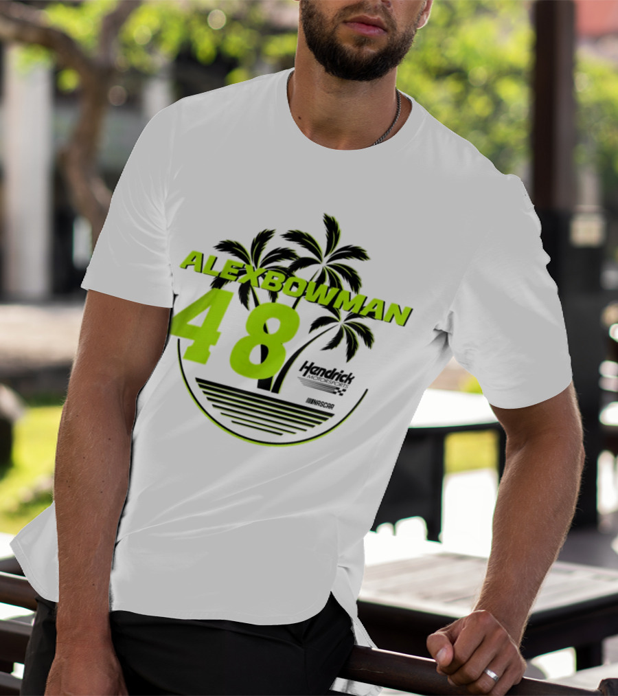 Alex Bowman 48 Hendrick Motorsports NASCAR Palm Trees Beach T-Shirt