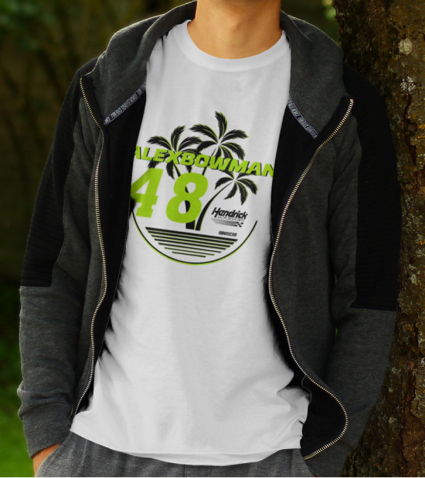 Alex Bowman 48 Hendrick Motorsports NASCAR Palm Trees Beach T-Shirt