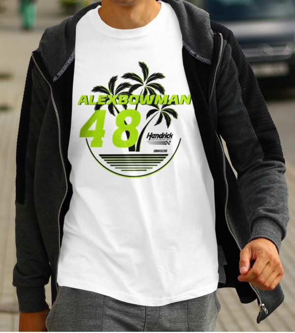 Alex Bowman 48 Hendrick Motorsports NASCAR Palm Trees Beach T-Shirt