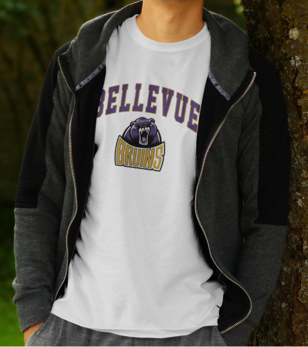 Bellevue University Bruins Roaring Bear Purple And Gold T-Shirt