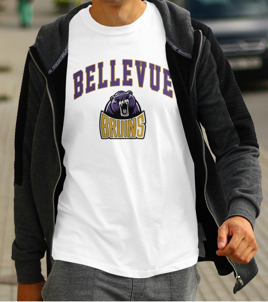 Bellevue University Bruins Roaring Bear Purple And Gold T-Shirt