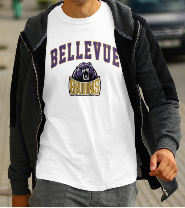 Bellevue University Bruins Roaring Bear Purple And Gold T-Shirt