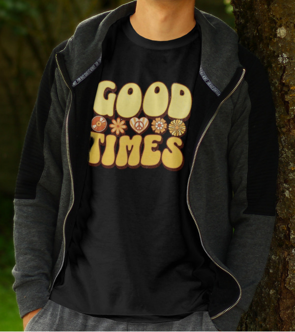 Good Times Retro Peace Flowers And Symbols T-Shirt