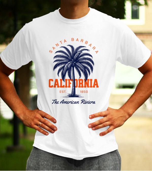 Santa Barbara California EST 1850 The American Riviera Palm Tree T-Shirt