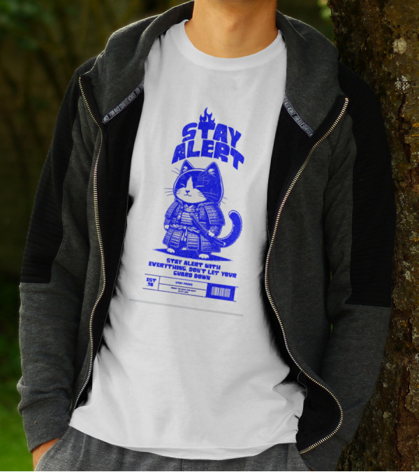 Stay Alert With Everything Don't Let Your Guard Down Cat Ninja T-Shirt