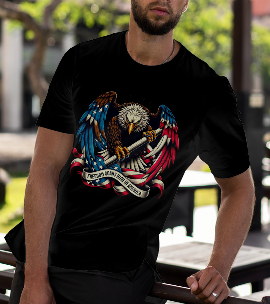 Strength In Unity Freedom Soars High In America Bald Eagle Flag T-Shirt