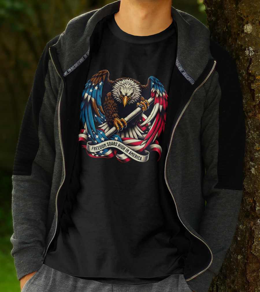 Strength In Unity Freedom Soars High In America Bald Eagle Flag T-Shirt