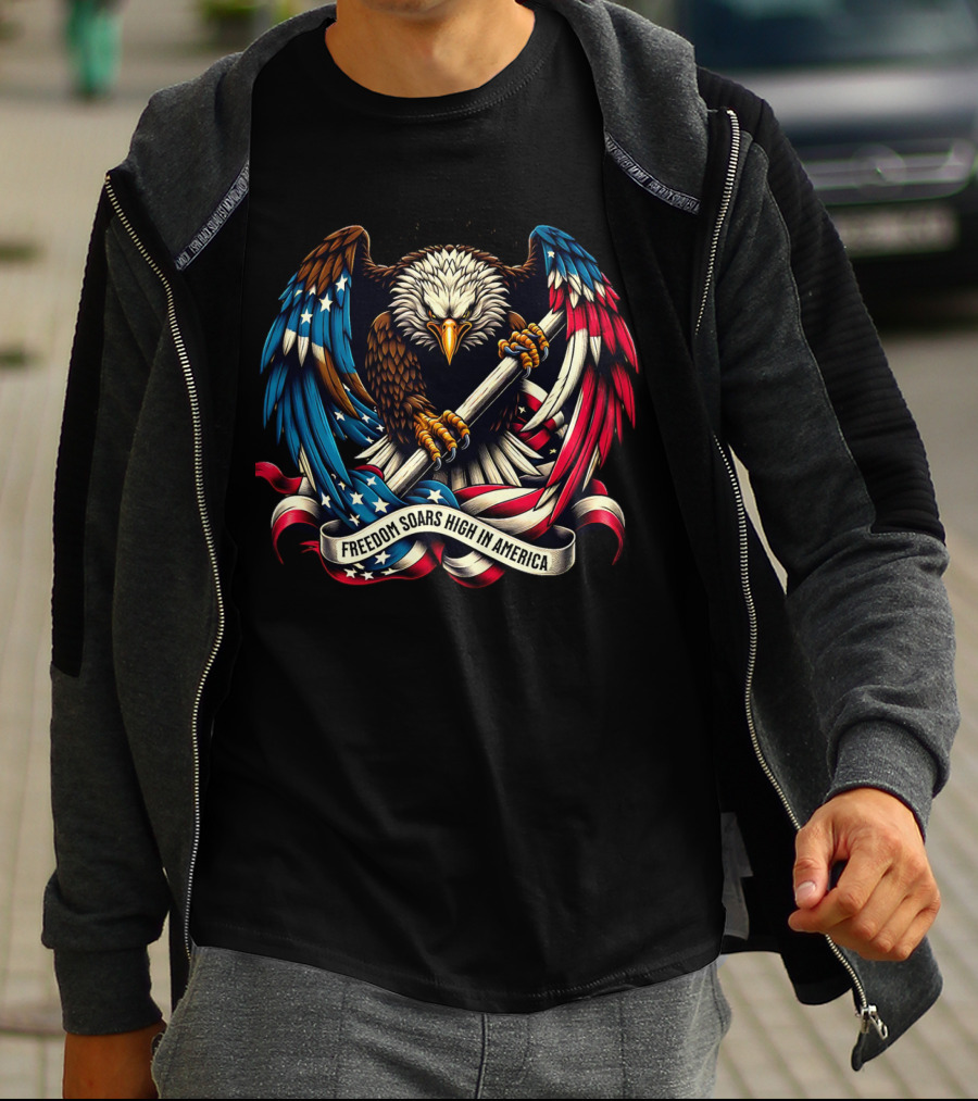 Strength In Unity Freedom Soars High In America Bald Eagle Flag T-Shirt