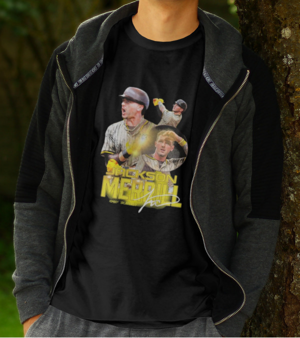 Jackson Merrill San Diego Padres Player Signature Baseball T-Shirt