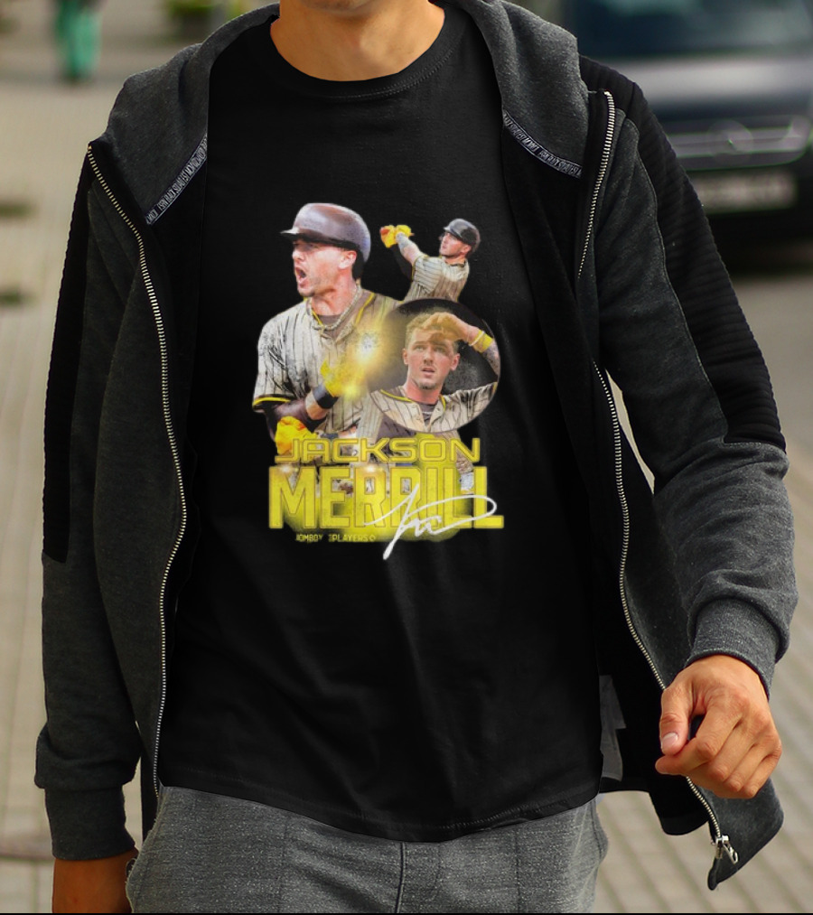 Jackson Merrill San Diego Padres Player Signature Baseball T-Shirt