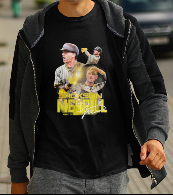 Jackson Merrill San Diego Padres Player Signature Baseball T-Shirt