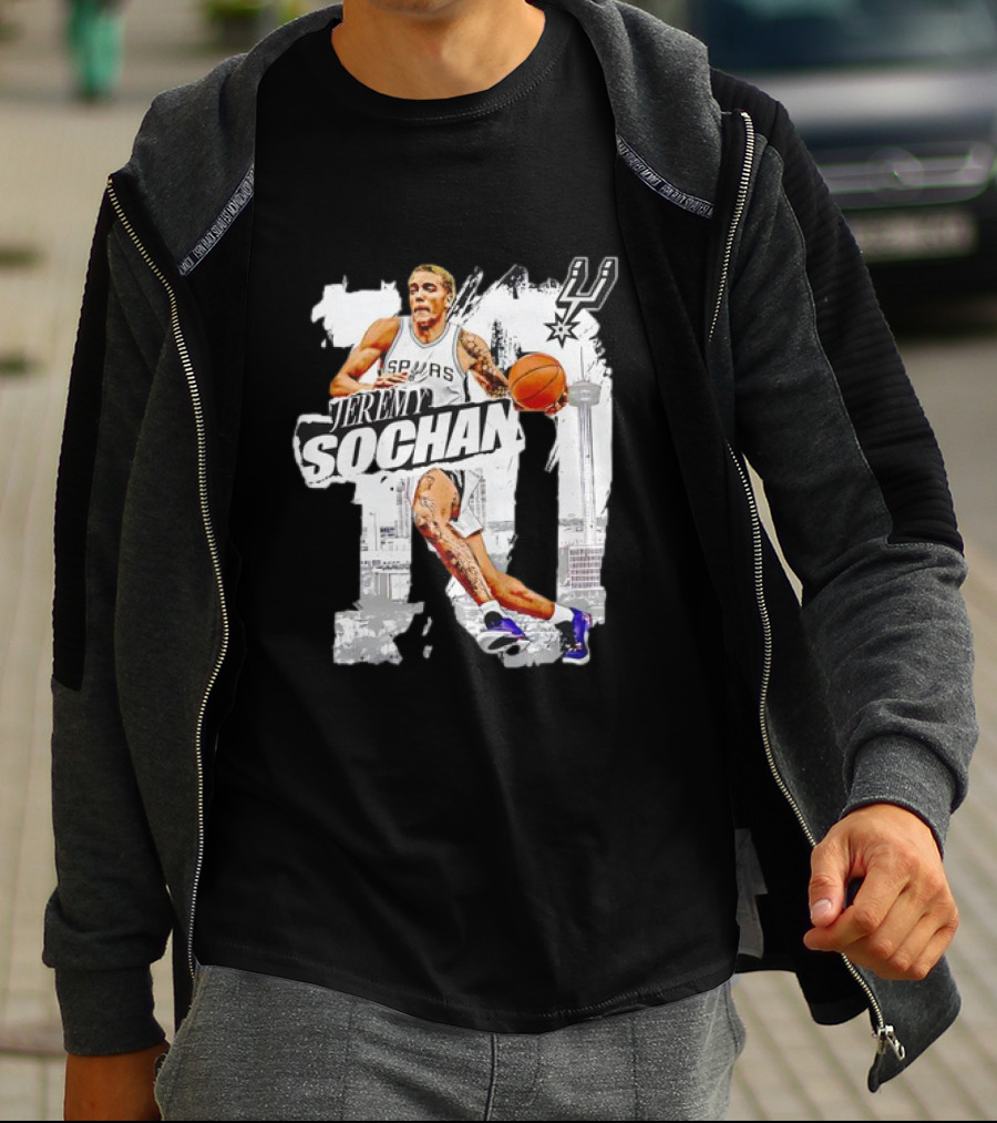 Jeremy Sochan Spurs Basketball San Antonio Skyline T-Shirt