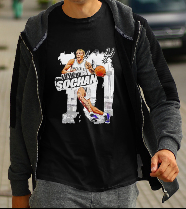 Jeremy Sochan Spurs Basketball San Antonio Skyline T-Shirt