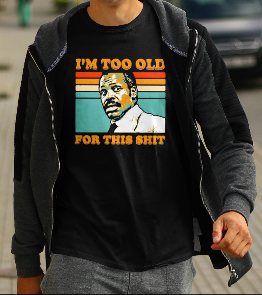 I'm Too Old For This Shit Vintage Roger Murtaugh Retro Stripe T-Shirt