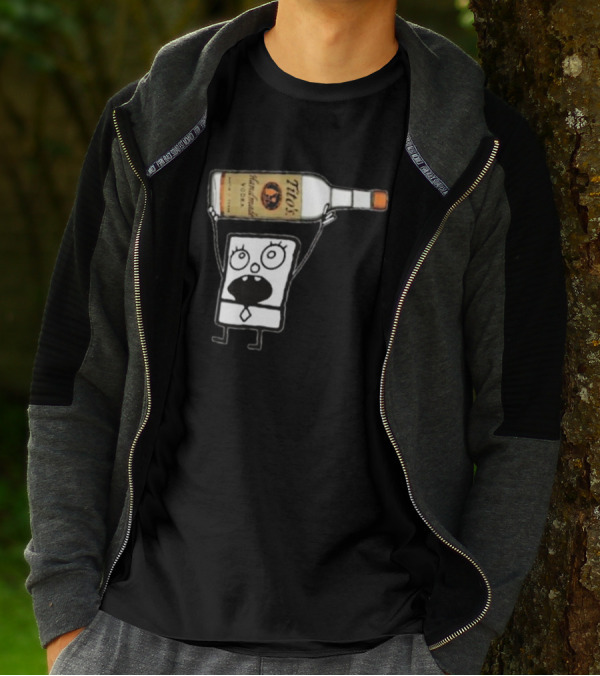 Doodlebob Holding Tito's Handmade Vodka Bottle T-Shirt