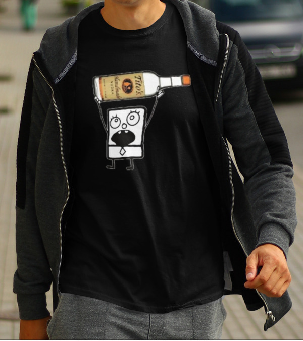 Doodlebob Holding Tito's Handmade Vodka Bottle T-Shirt
