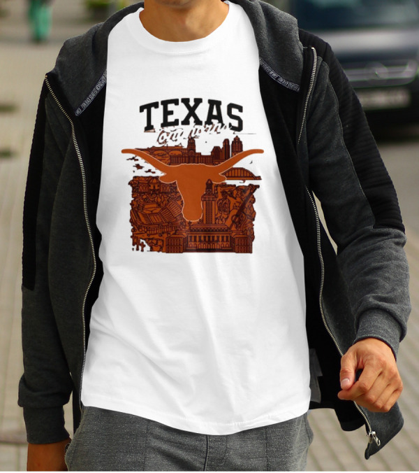 Texas Longhorns Burnt Orange City Skyline T-Shirt