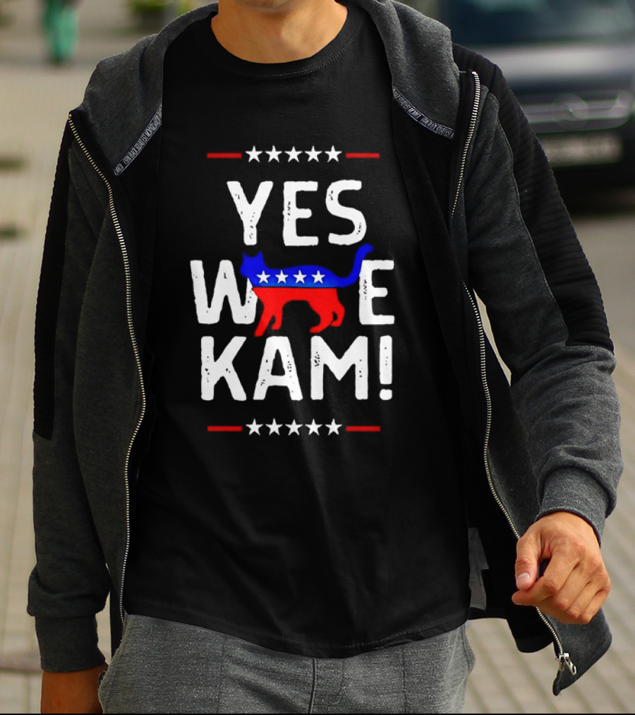 YES WE KAM CAT PRINT PATRIOTIC T-Shirt
