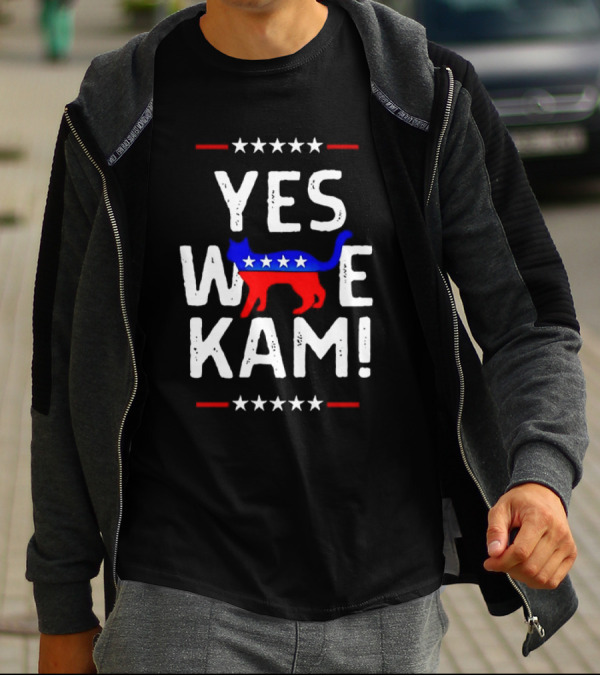 YES WE KAM CAT PRINT PATRIOTIC T-Shirt