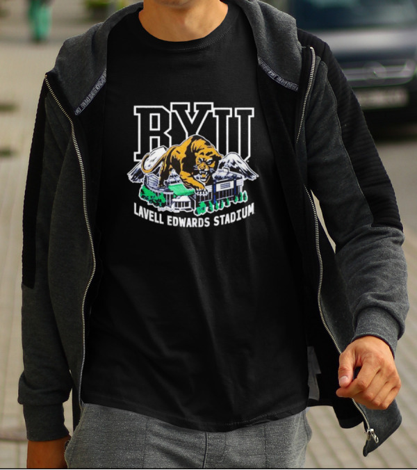 BYU Lavell Edwards Stadium Mountain Cougar T-Shirt