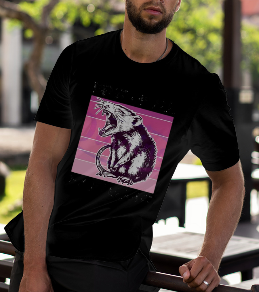 First Of All I’m A Delight Sarcastic Possum Yawning Sketch On Pink T-Shirt