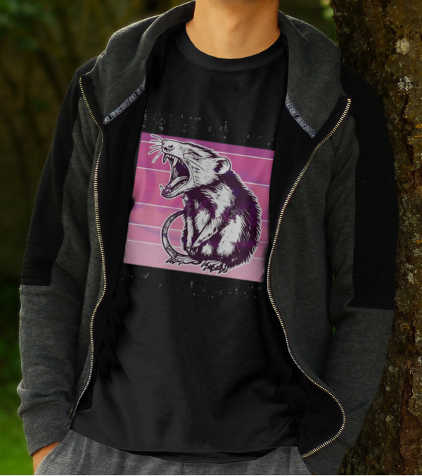 First Of All I’m A Delight Sarcastic Possum Yawning Sketch On Pink T-Shirt