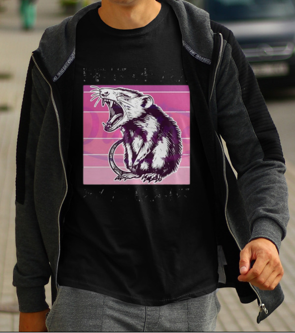 First Of All I’m A Delight Sarcastic Possum Yawning Sketch On Pink T-Shirt
