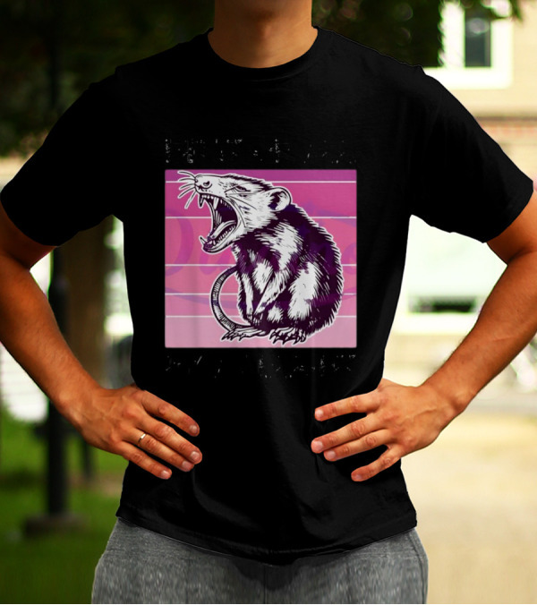 First Of All I’m A Delight Sarcastic Possum Yawning Sketch On Pink T-Shirt