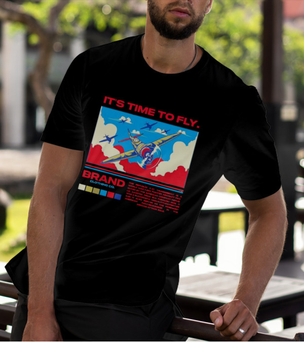 It's Time To Fly Brand Clothing Co Republic P47 Thunderbolt Aircraft Pro American Airpower Skyscape T-Shirt