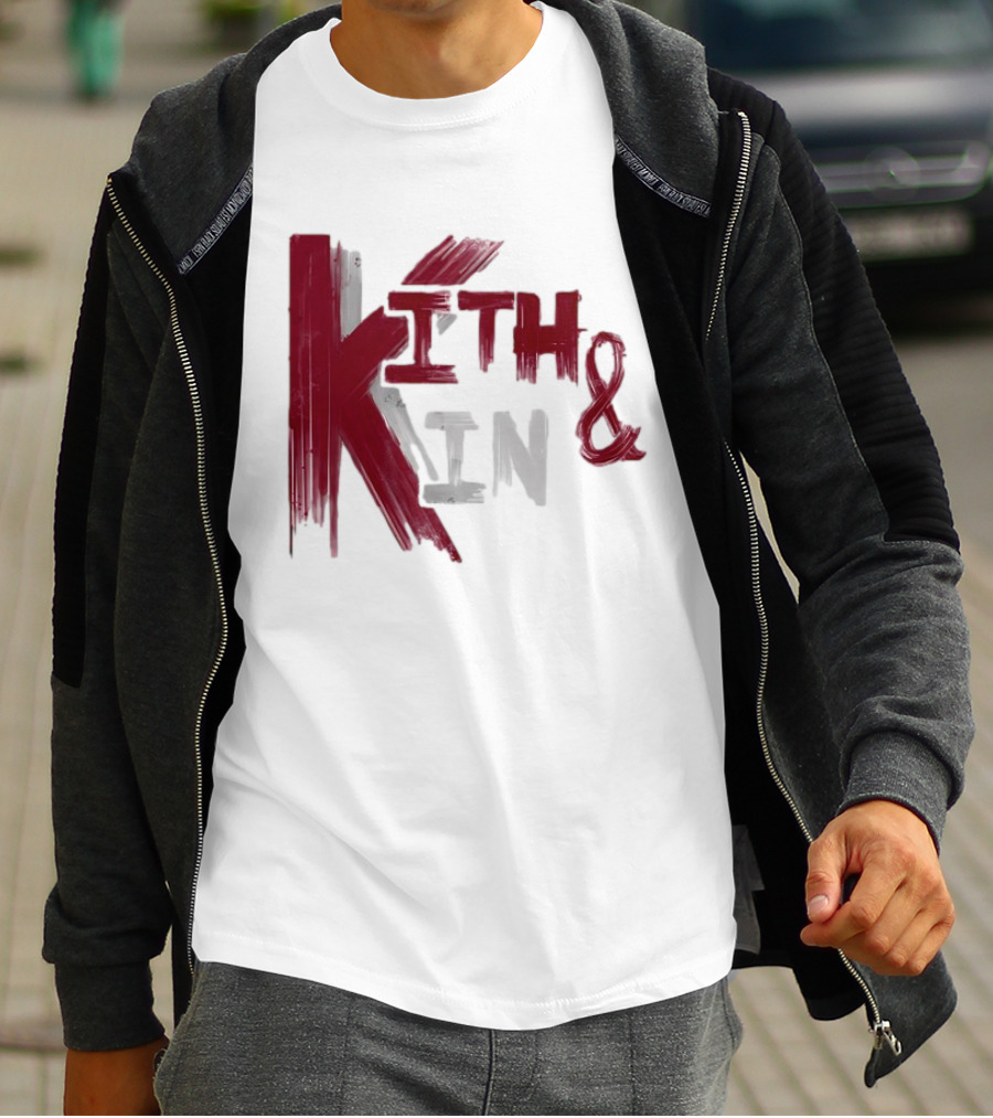 Kith And Kin Bold Red And Gray Text T-Shirt