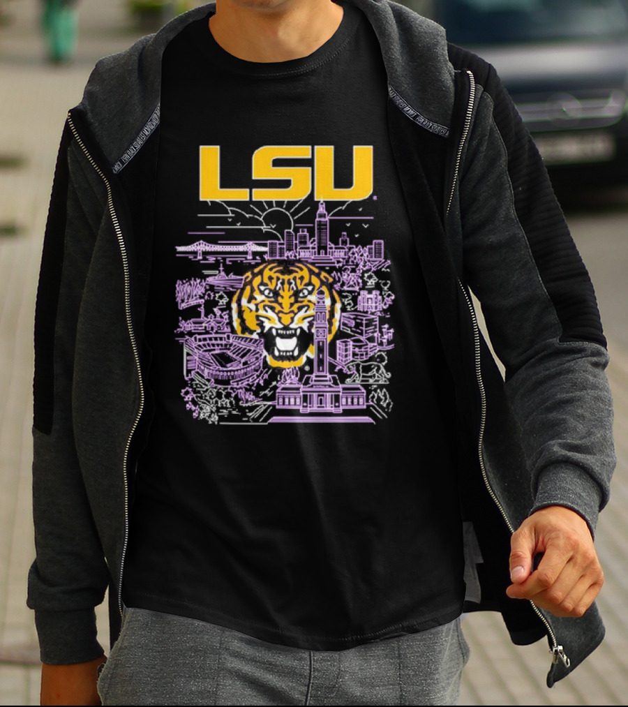LSU Tigers City Skyline Baton Rouge Tiger T-Shirt