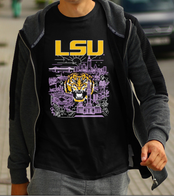 LSU Tigers City Skyline Baton Rouge Tiger T-Shirt