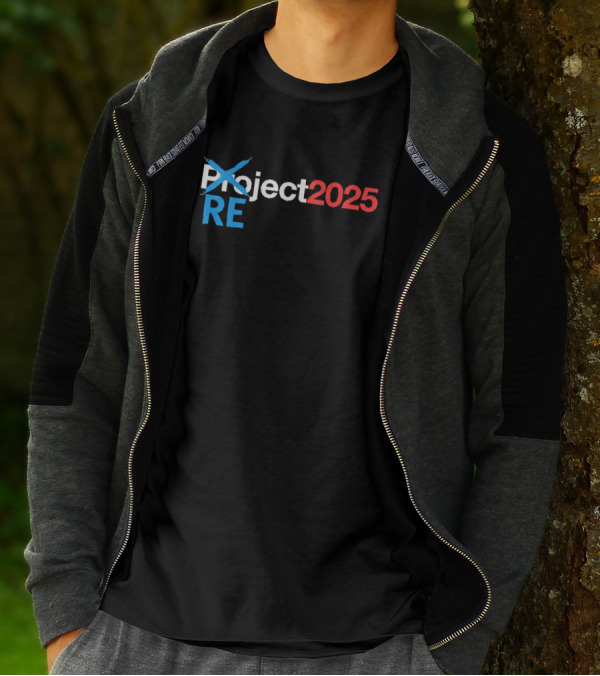 REject 2025 Project Crossed Out Bold Red And Blue Text T-Shirt