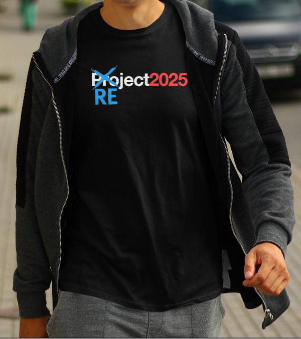 REject 2025 Project Crossed Out Bold Red And Blue Text T-Shirt