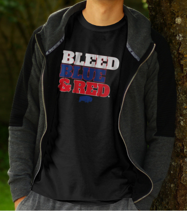 Buffalo Football Bleed Blue And Red Team Spirit T-Shirt