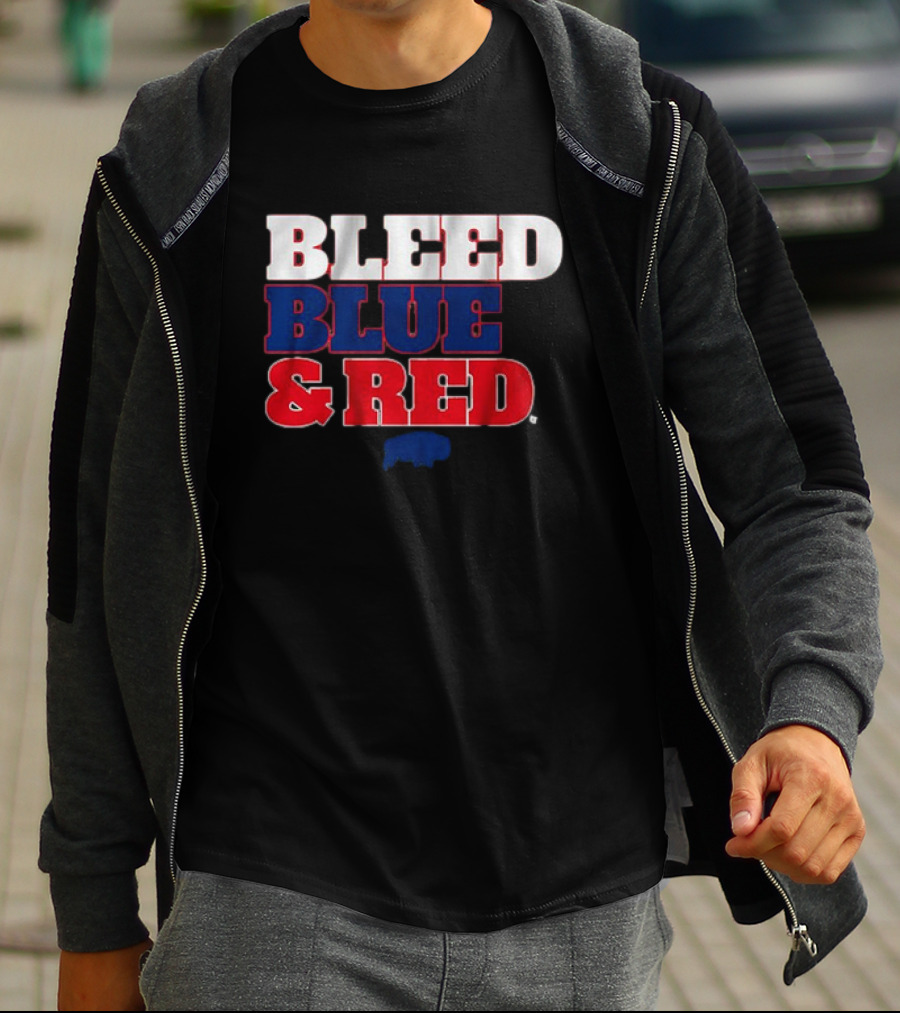 Buffalo Football Bleed Blue And Red Team Spirit T-Shirt