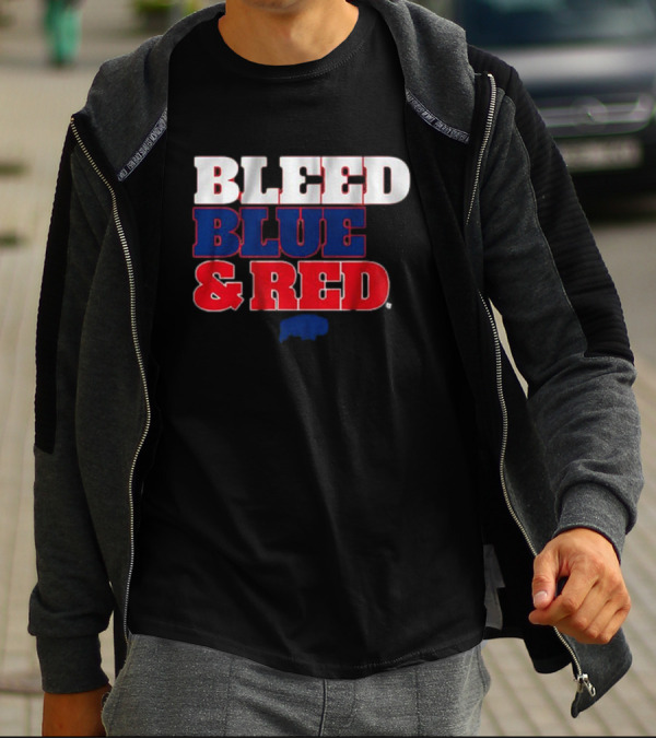 Buffalo Football Bleed Blue And Red Team Spirit T-Shirt