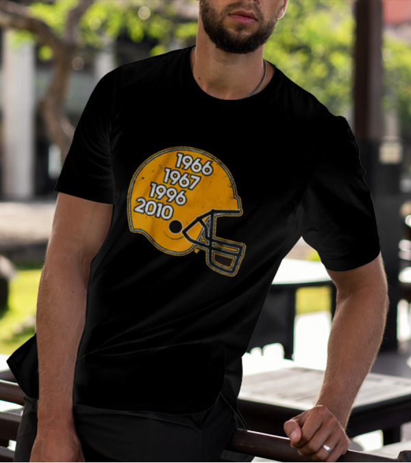 Green Bay Glory Years Helmet 1966 1967 1996 2010 Football T-Shirt
