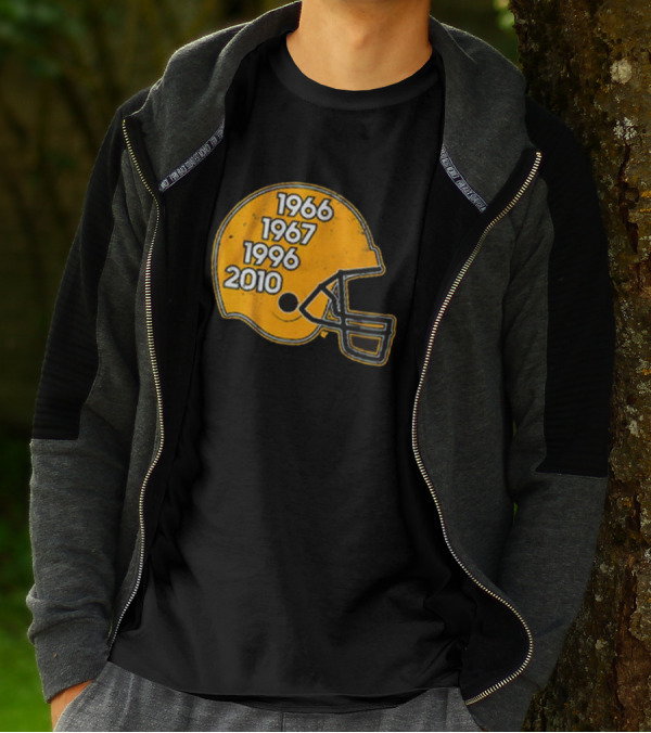 Green Bay Glory Years Helmet 1966 1967 1996 2010 Football T-Shirt
