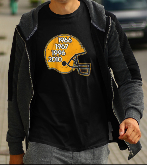 Green Bay Glory Years Helmet 1966 1967 1996 2010 Football T-Shirt