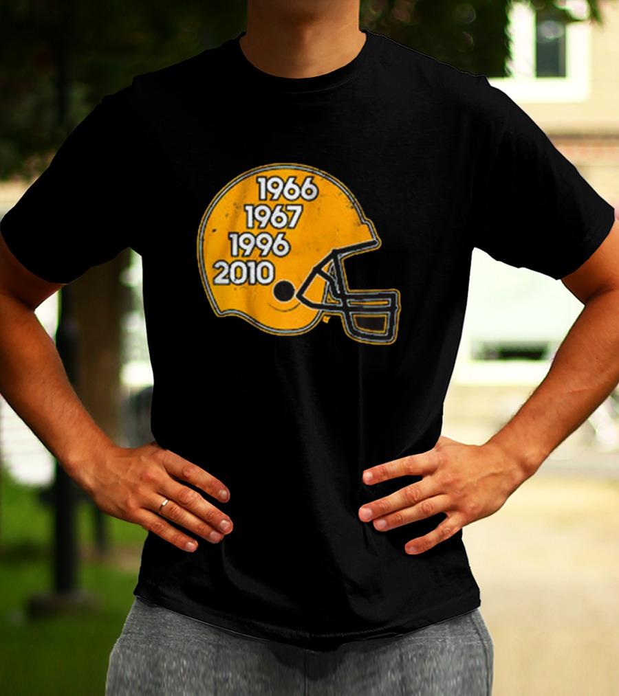 Green Bay Glory Years Helmet 1966 1967 1996 2010 Football T-Shirt