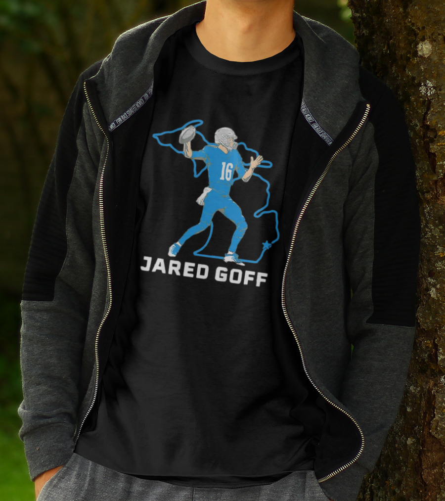 Jared Goff Detroit Football Star Quarterback Michigan Outline T-Shirt