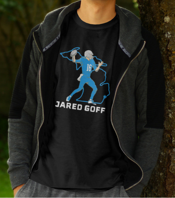 Jared Goff Detroit Football Star Quarterback Michigan Outline T-Shirt