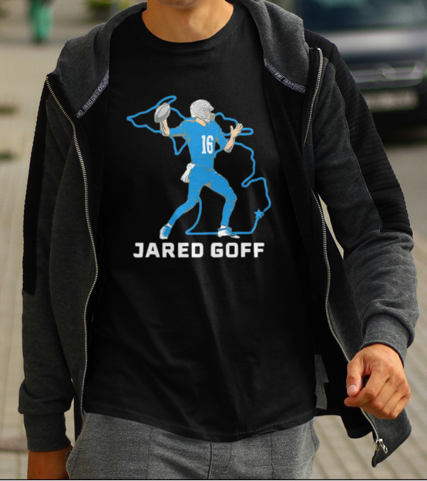 Jared Goff Detroit Football Star Quarterback Michigan Outline T-Shirt