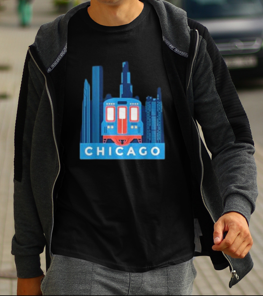 Chicago Skyline El Train T-Shirt