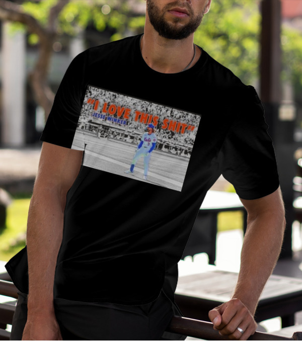 Jesse Winker New York Mets I Love This Shit Stadium Background T-Shirt