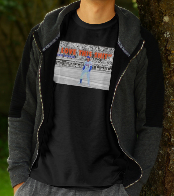 Jesse Winker New York Mets I Love This Shit Stadium Background T-Shirt