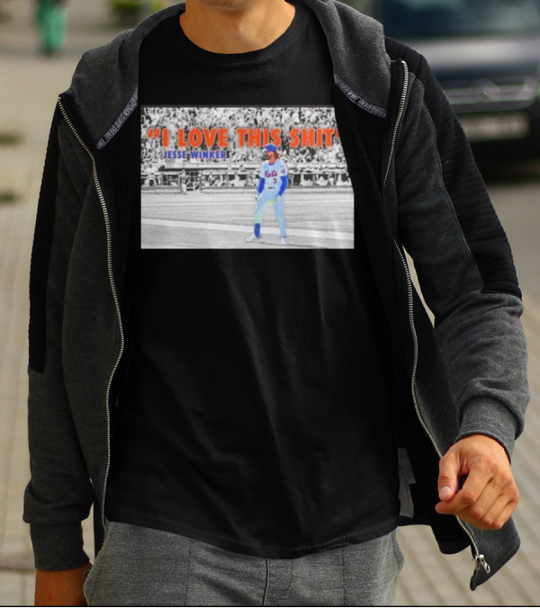 Jesse Winker New York Mets I Love This Shit Stadium Background T-Shirt
