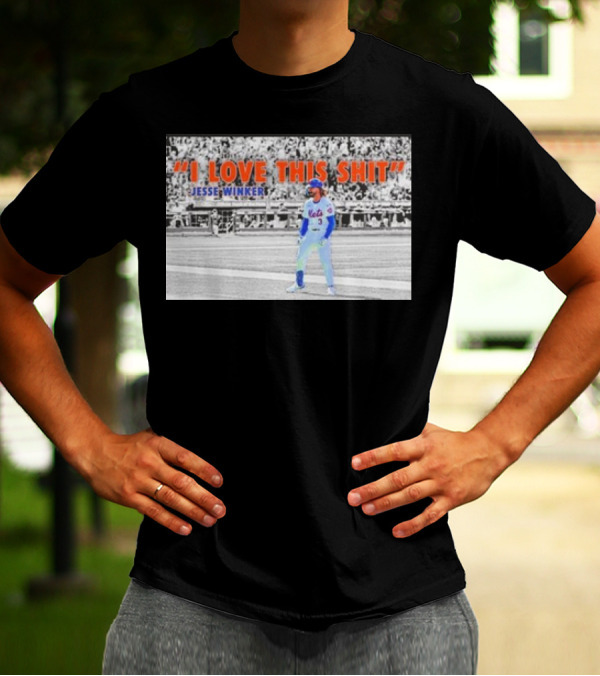Jesse Winker New York Mets I Love This Shit Stadium Background T-Shirt