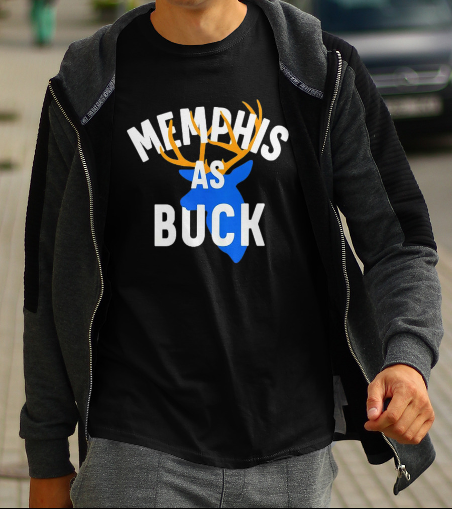 Memphis As Buck Blue Deer Head With Antlers T-Shirt